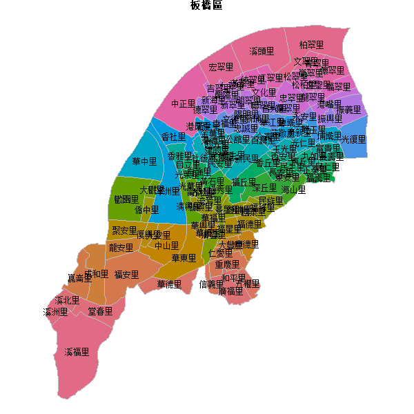 板橋區乡镇地图JSON数据火星坐标系(gcj02).json