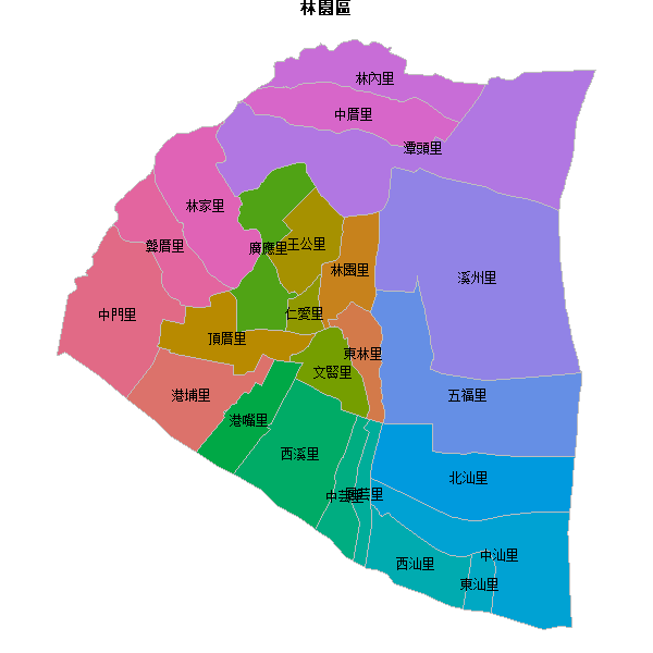 林園區乡镇地图JSON数据火星坐标系(gcj02).json