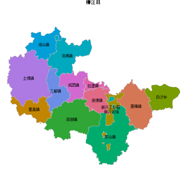 柳江县乡镇地图JSON数据火星坐标系(gcj02).json