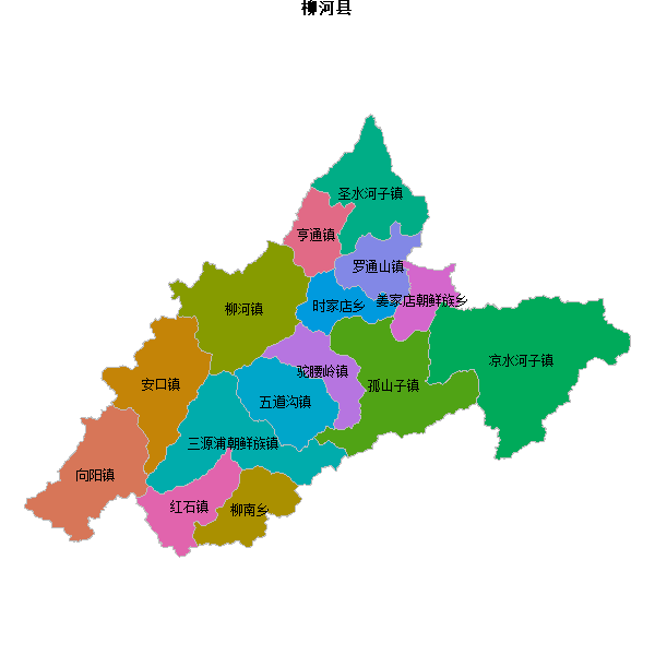柳河县乡镇地图shp数据火星坐标系(gcj02).shp