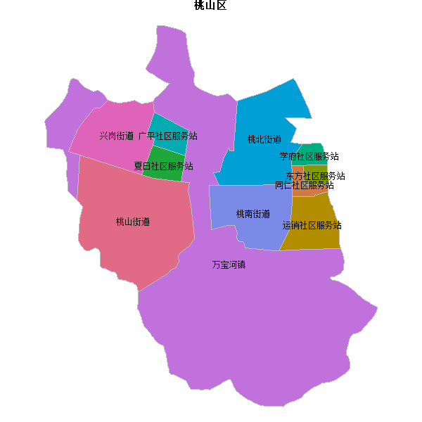 桃山区乡镇地图JSON数据火星坐标系(gcj02).json