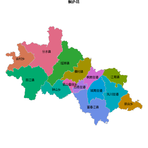桐庐县乡镇地图shp数据百度坐标系(bd09).shp