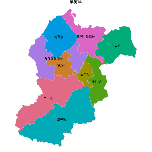 梁河县乡镇地图JSON数据火星坐标系(gcj02).json