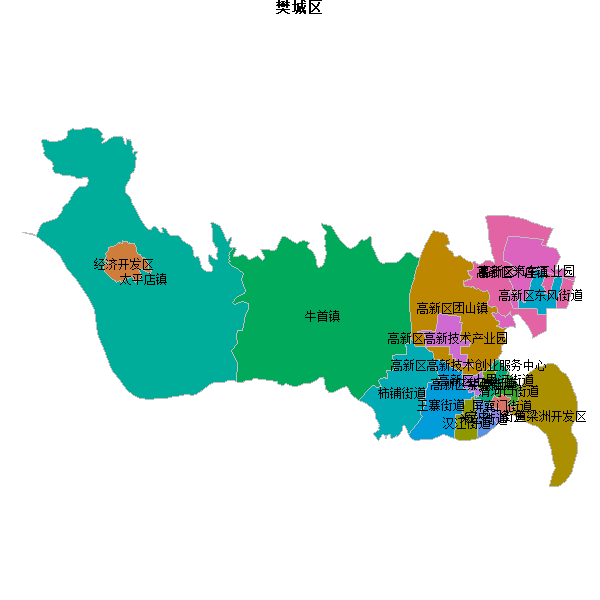 樊城区乡镇地图JSON数据火星坐标系(gcj02).json