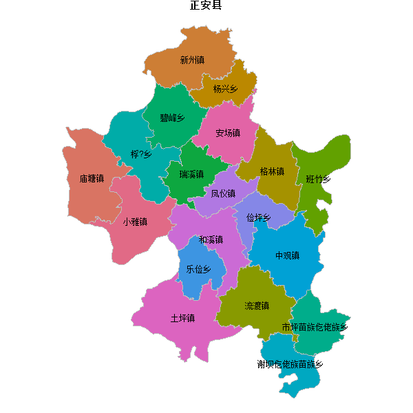 正安县乡镇地图JSON数据火星坐标系(gcj02).json
