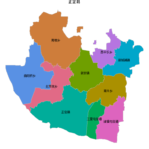 正定县乡镇地图shp数据百度坐标系(bd09).shp