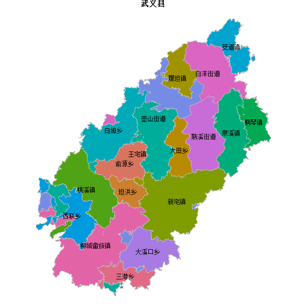 武义县乡镇地图JSON数据火星坐标系(gcj02).json