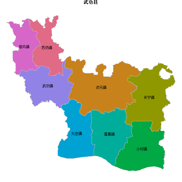 武功县乡镇地图JSON数据火星坐标系(gcj02).json