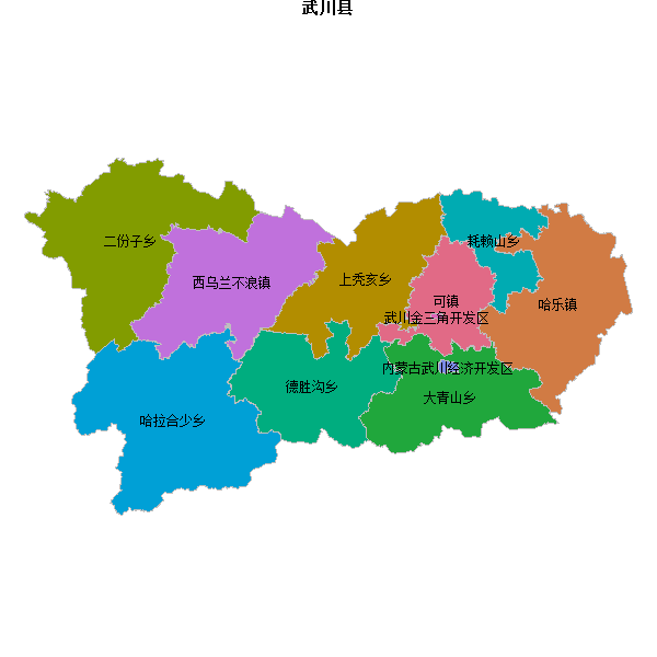 武川县乡镇地图JSON数据火星坐标系(gcj02).json
