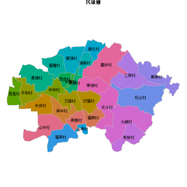 民雄鄉乡镇地图JSON数据火星坐标系(gcj02).json