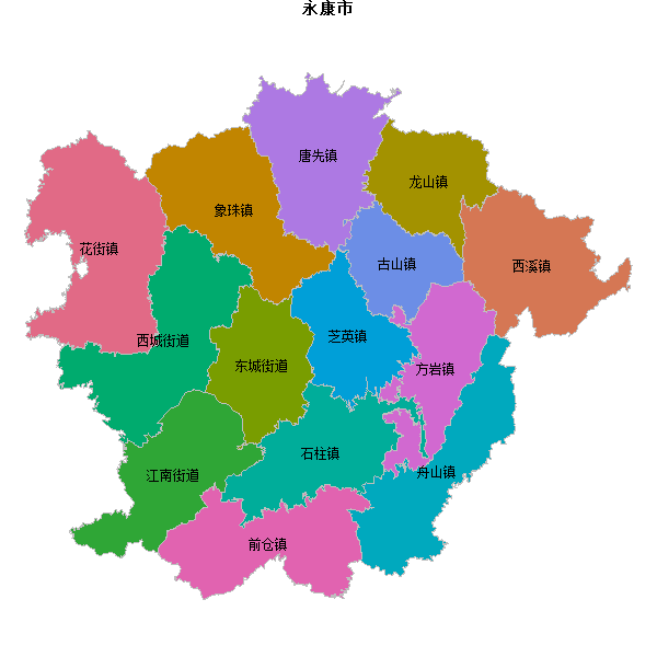 永康市乡镇地图JSON数据火星坐标系(gcj02).json