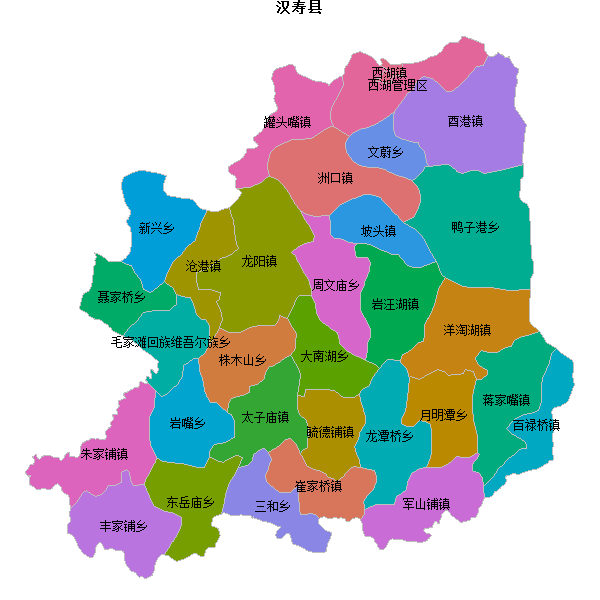 汉寿县乡镇地图shp数据百度坐标系(bd09).shp