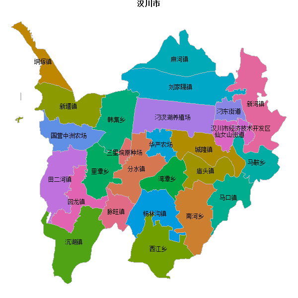汉川市乡镇地图JSON数据火星坐标系(gcj02).json