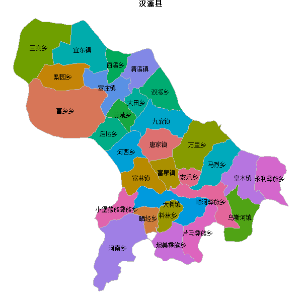 汉源县乡镇地图JSON数据火星坐标系(gcj02).json