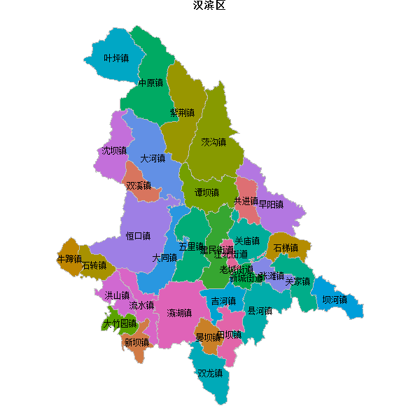 汉滨区乡镇地图JSON数据火星坐标系(gcj02).json