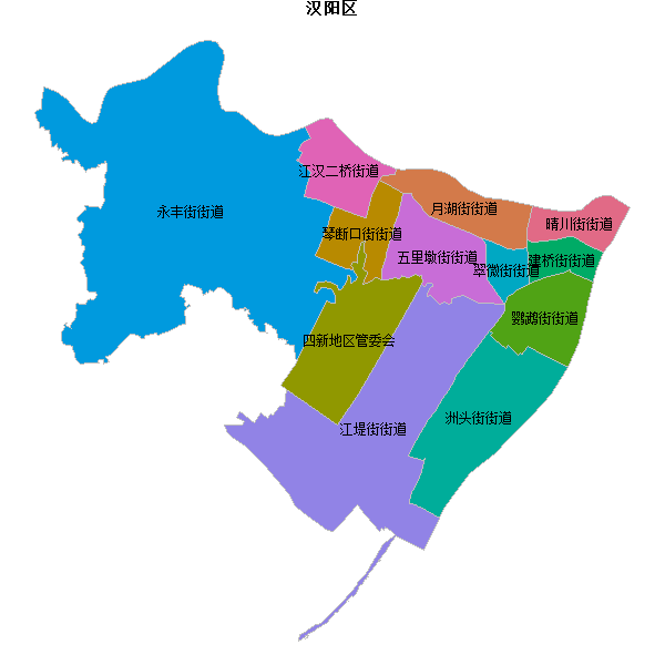 汉阳区乡镇地图JSON数据火星坐标系(gcj02).json