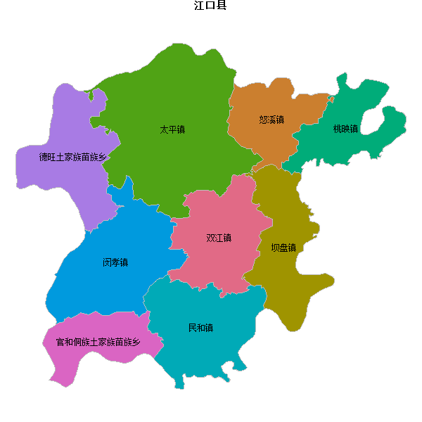 江口县乡镇地图JSON数据火星坐标系(gcj02).json
