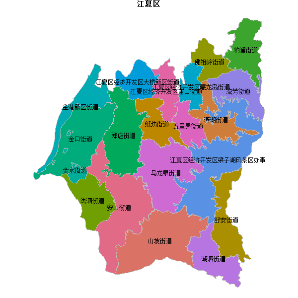 江夏区乡镇地图JSON数据百度坐标系(bd09).json