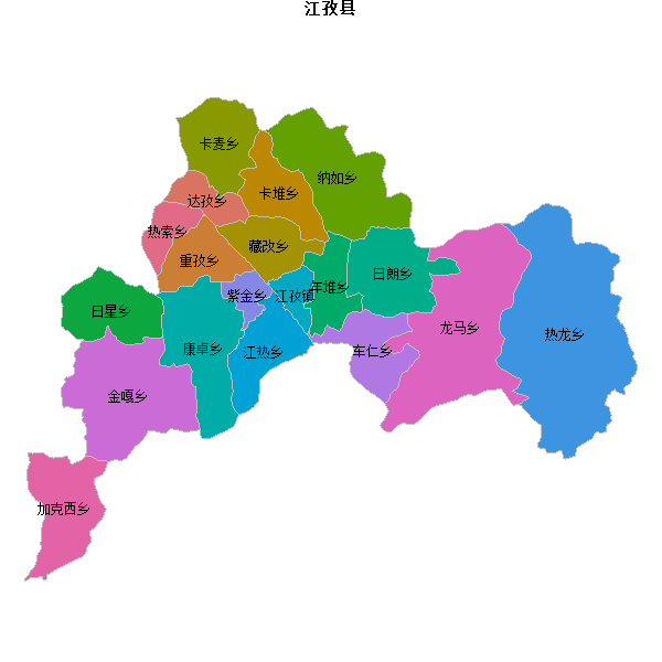 江孜县乡镇地图JSON数据火星坐标系(gcj02).json