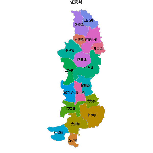 江安县乡镇地图shp数据百度坐标系(bd09).shp