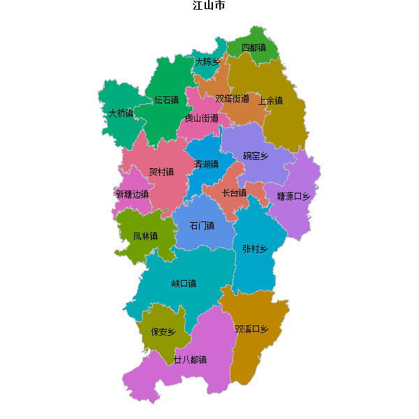江山市乡镇地图JSON数据火星坐标系(gcj02).json