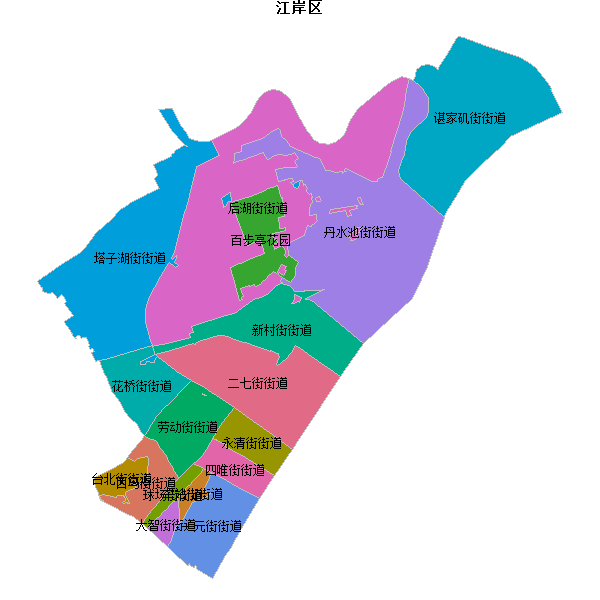 江岸区乡镇地图JSON数据火星坐标系(gcj02).json
