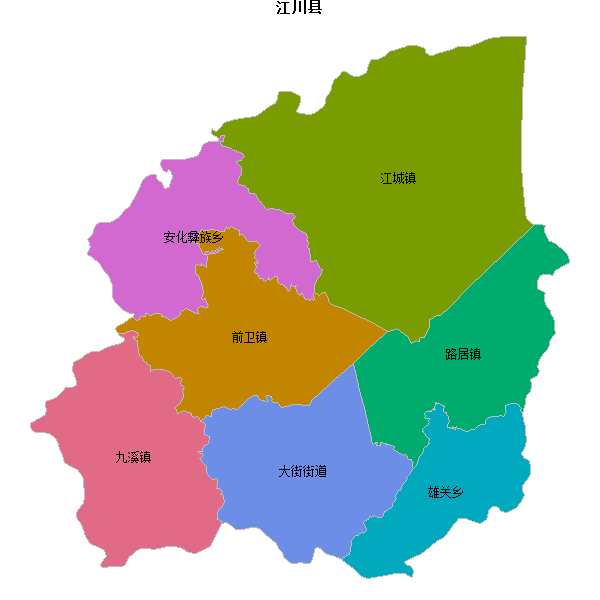 江川县乡镇地图JSON数据火星坐标系(gcj02).json