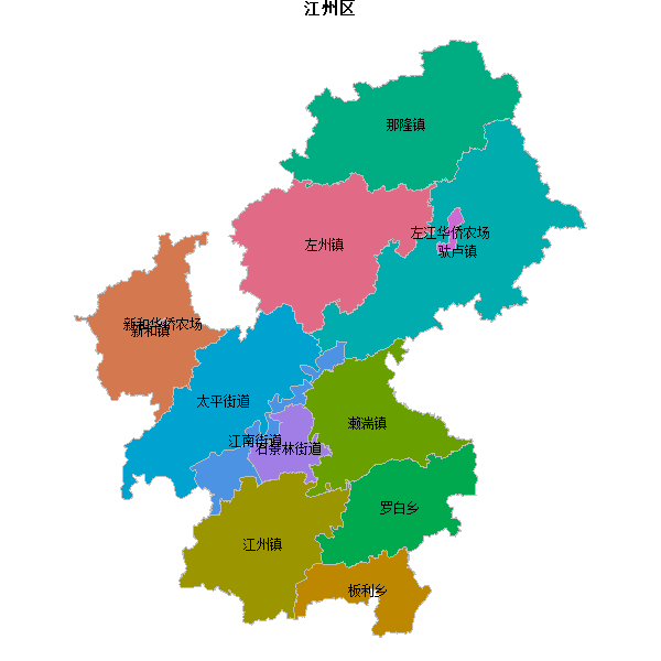 江州区乡镇地图JSON数据火星坐标系(gcj02).json