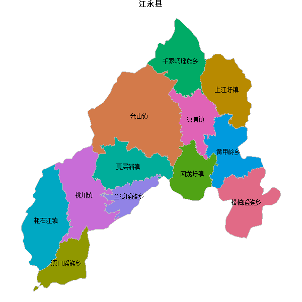 江永县乡镇地图JSON数据火星坐标系(gcj02).json