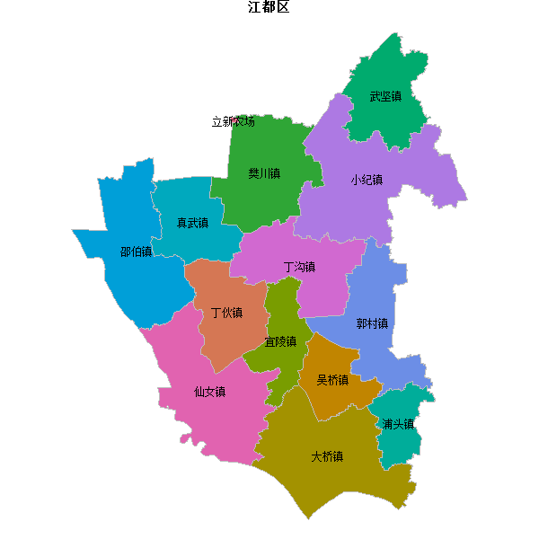 江都区乡镇地图JSON数据火星坐标系(gcj02).json