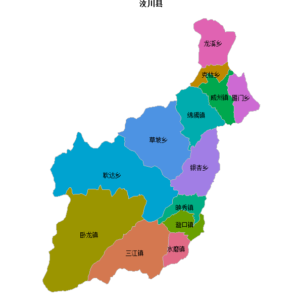汶川县乡镇地图JSON数据火星坐标系(gcj02).json