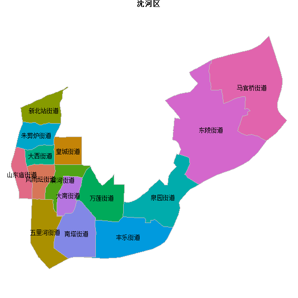 沈河区乡镇地图JSON数据火星坐标系(gcj02).json