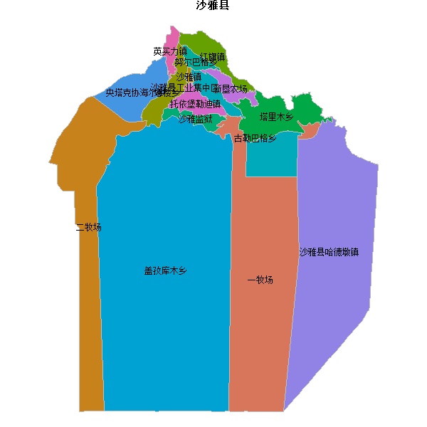沙雅县乡镇地图JSON数据火星坐标系(gcj02).json