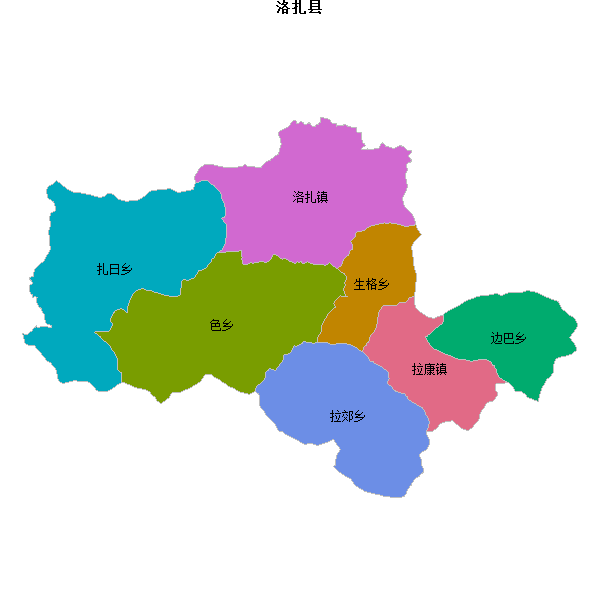 洛扎县乡镇地图JSON数据火星坐标系(gcj02).json
