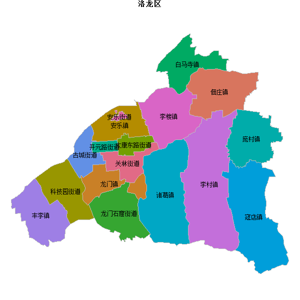 洛龙区乡镇地图JSON数据火星坐标系(gcj02).json