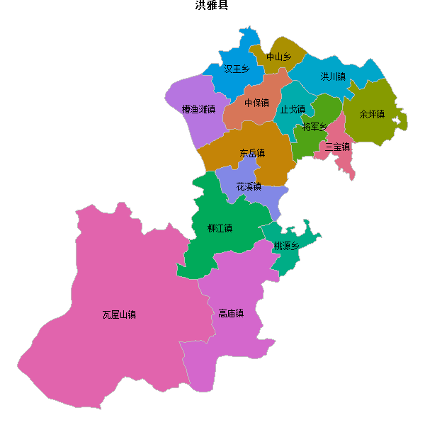 洪雅县乡镇地图JSON数据火星坐标系(gcj02).json