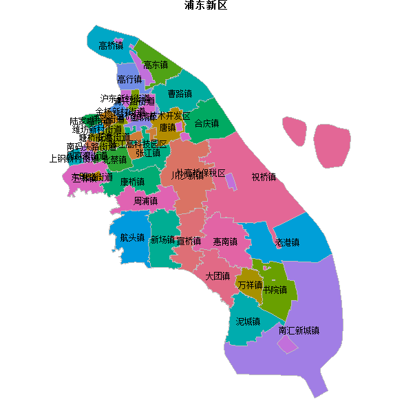 浦东新区乡镇地图JSON数据火星坐标系(gcj02).json