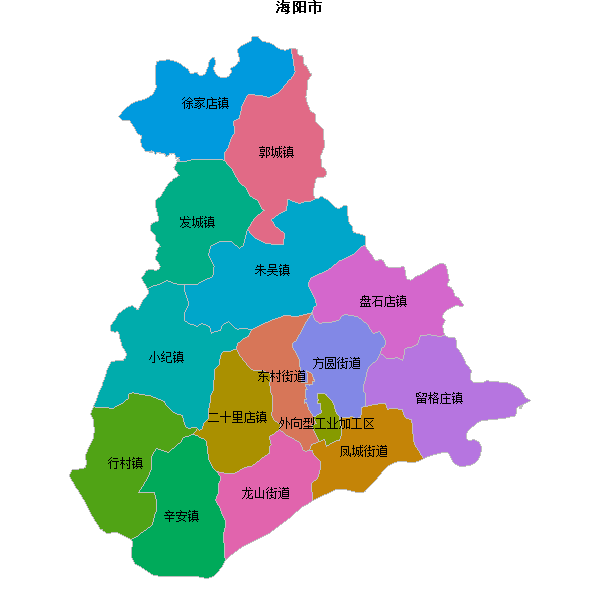 海阳市乡镇地图JSON数据火星坐标系(gcj02).json