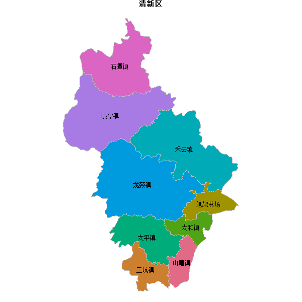 清新区乡镇地图JSON数据火星坐标系(gcj02).json