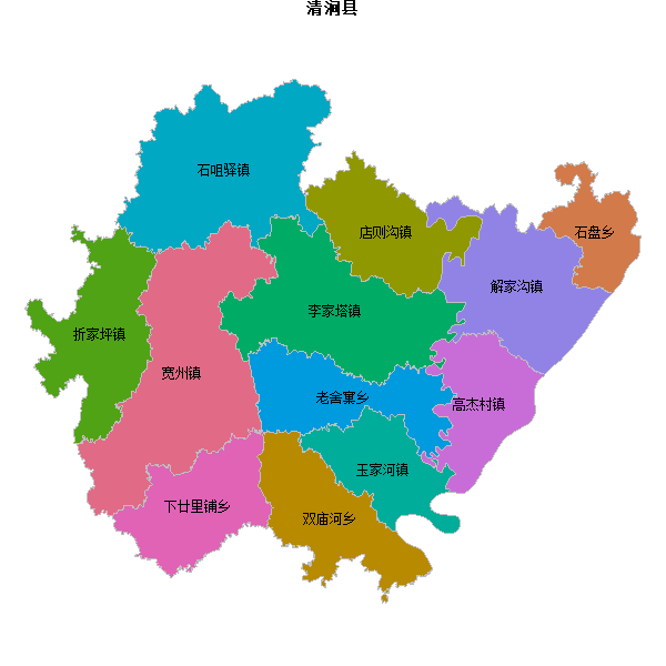 清涧县乡镇地图JSON数据火星坐标系(gcj02).json