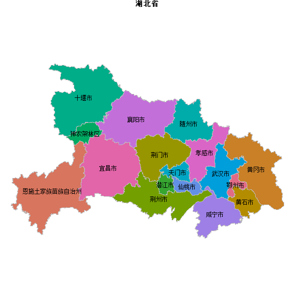 湖北省地图JSON数据火星坐标系(gcj02).json