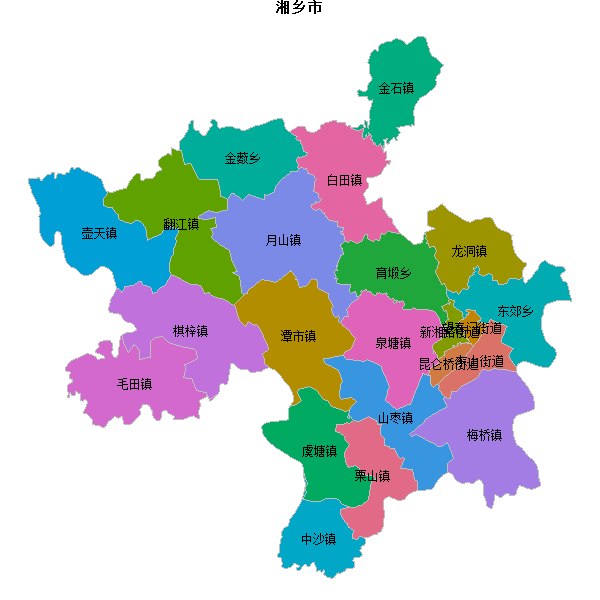 湘乡市乡镇地图shp数据百度坐标系(bd09).shp