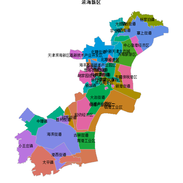滨海新区乡镇地图shp数据百度坐标系(bd09).shp