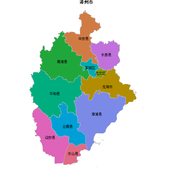 漳州市地图JSON数据火星坐标系(gcj02).json