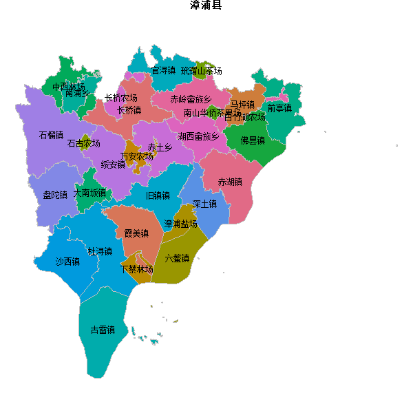 漳浦县乡镇地图JSON数据火星坐标系(gcj02).json