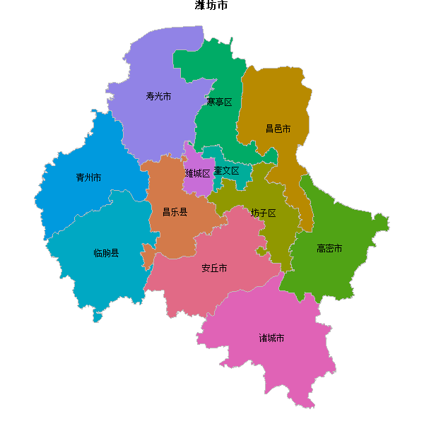 潍坊市地图JSON数据火星坐标系(gcj02).json