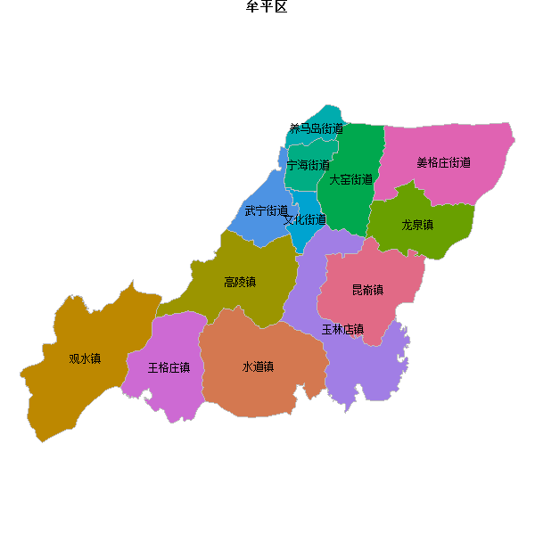 牟平区乡镇地图JSON数据火星坐标系(gcj02).json