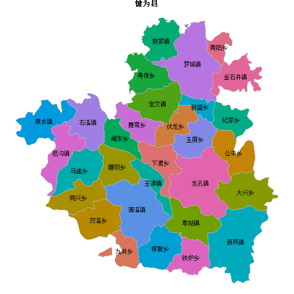 犍为县乡镇地图JSON数据火星坐标系(gcj02).json