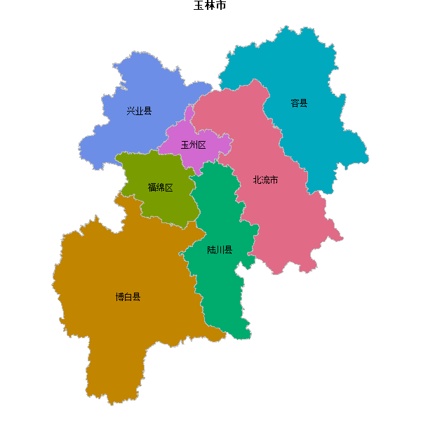 玉林市地图JSON数据火星坐标系(gcj02).json