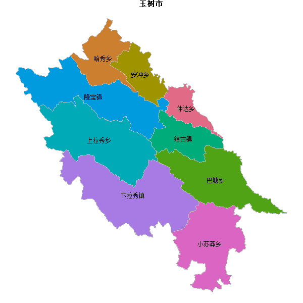 玉树市乡镇地图JSON数据火星坐标系(gcj02).json